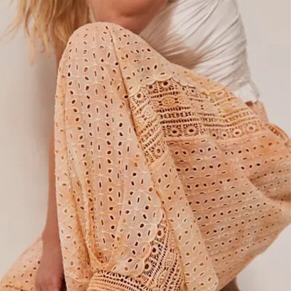 Free People Sweet Tea Eyelet Washed Lounge Trousers Embroidered Pants XS - Picture 3 of 7